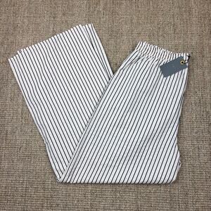 🤍 G&D Luke Linen Pants | Size L | Off White & Black Pinstripe